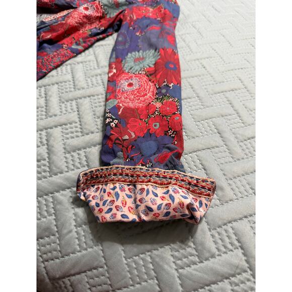 Georg Roth Women's Floral Blouse XS Multi-Color Flip Cuff Sequin Collar Casual - Picture 3 of 10